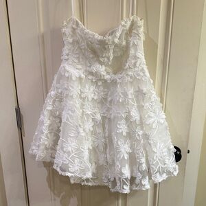 Dori Floral Embellished Mini Dress White